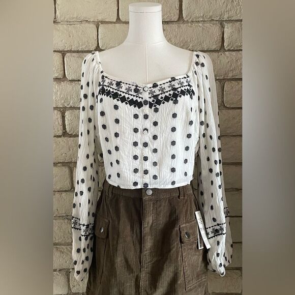 & Other Stories Black and White Polka Dot Blouse - Picture 2 of 7